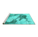 Sideview of Machine Washable Abstract Turquoise Modern Area Rugs, wshabs1935turq