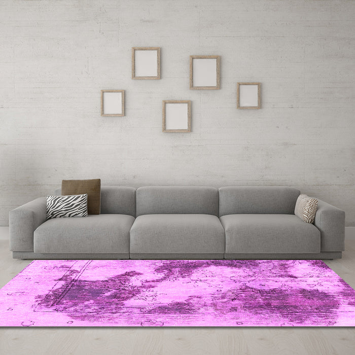 Machine Washable Abstract Pink Modern Rug in a Living Room, wshabs1935pnk