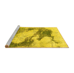Sideview of Machine Washable Abstract Yellow Modern Rug, wshabs1935yw