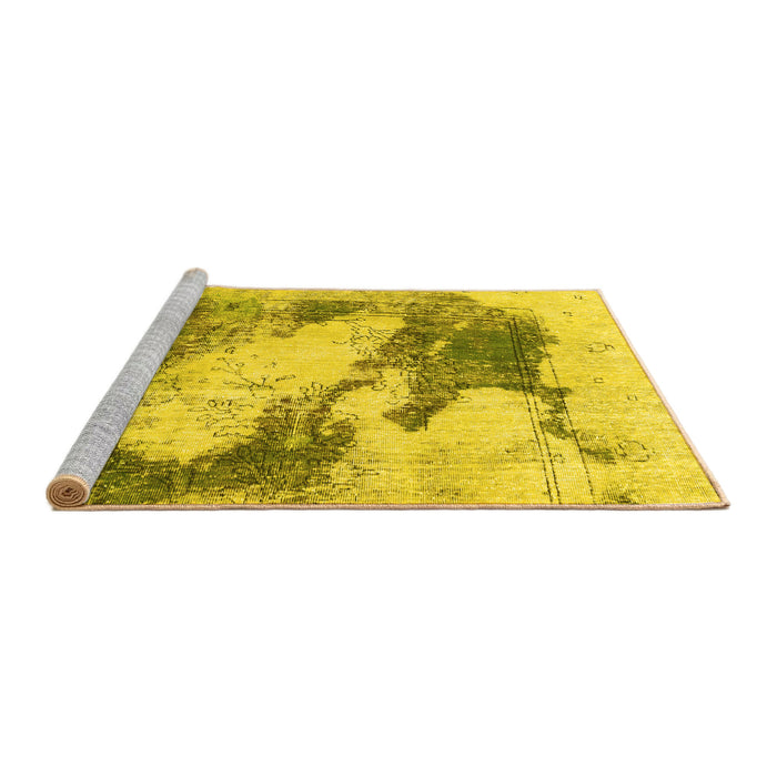 Sideview of Machine Washable Abstract Yellow Modern Rug, wshabs1935yw