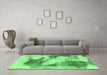 Machine Washable Abstract Emerald Green Modern Area Rugs in a Living Room,, wshabs1935emgrn