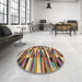 Round Machine Washable Abstract Chestnut Brown Rug in a Office, wshabs1936