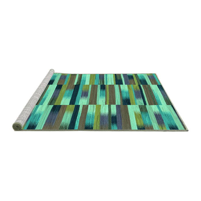 Sideview of Machine Washable Abstract Turquoise Modern Area Rugs, wshabs1936turq