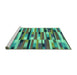 Sideview of Machine Washable Abstract Turquoise Modern Area Rugs, wshabs1936turq