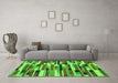 Machine Washable Abstract Green Modern Area Rugs in a Living Room,, wshabs1936grn