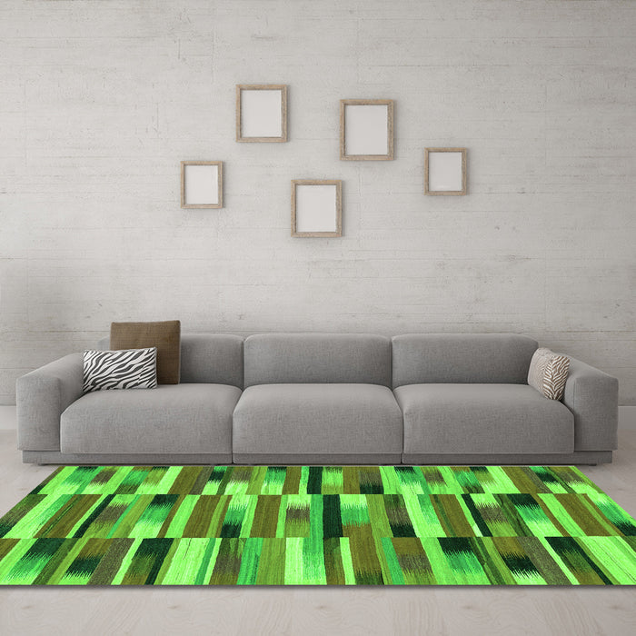 Machine Washable Abstract Green Modern Area Rugs in a Living Room,, wshabs1936grn