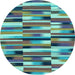 Round Abstract Light Blue Modern Rug, abs1936lblu