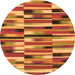 Round Machine Washable Abstract Orange Modern Area Rugs, wshabs1936org