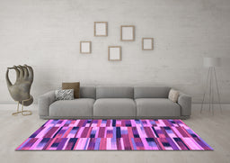 Machine Washable Abstract Purple Modern Area Rugs in a Living Room, wshabs1936pur