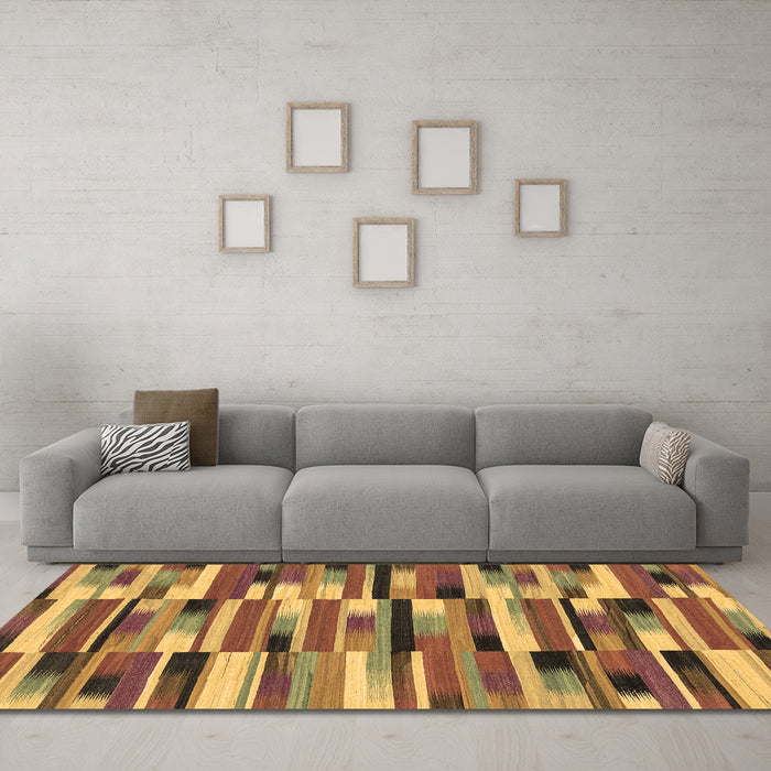 Machine Washable Abstract Brown Modern Rug in a Living Room,, wshabs1936brn
