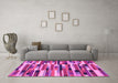 Machine Washable Abstract Pink Modern Rug in a Living Room, wshabs1936pnk