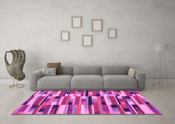 Machine Washable Abstract Pink Modern Rug in a Living Room, wshabs1936pnk