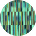 Round Machine Washable Abstract Turquoise Modern Area Rugs, wshabs1936turq