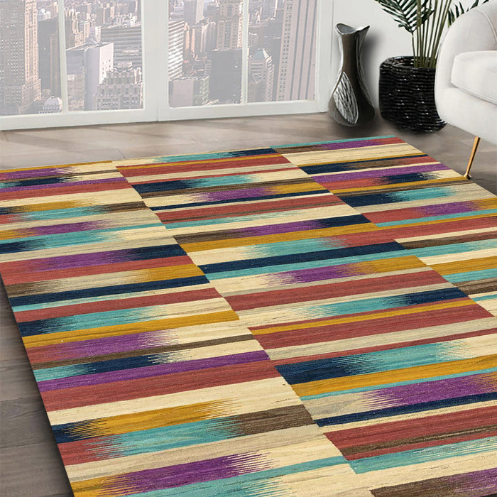 Abstract Chestnut Brown Modern Rug in Family Room, abs1936
