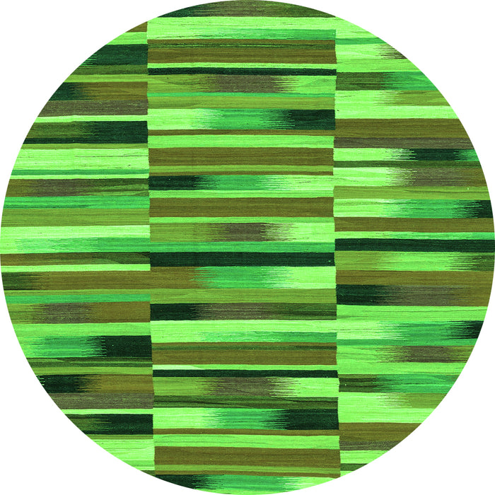 Round Machine Washable Abstract Green Modern Area Rugs, wshabs1936grn