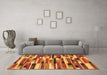 Machine Washable Abstract Orange Modern Area Rugs in a Living Room, wshabs1936org