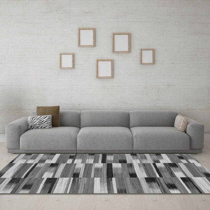 Machine Washable Abstract Gray Modern Rug in a Living Room,, wshabs1936gry