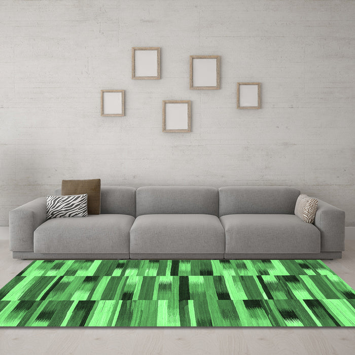 Machine Washable Abstract Emerald Green Modern Area Rugs in a Living Room,, wshabs1936emgrn