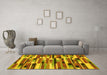 Machine Washable Abstract Yellow Modern Rug in a Living Room, wshabs1936yw