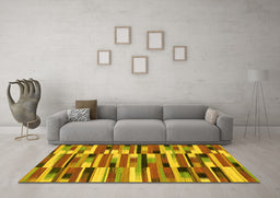Machine Washable Abstract Yellow Modern Rug in a Living Room, wshabs1936yw