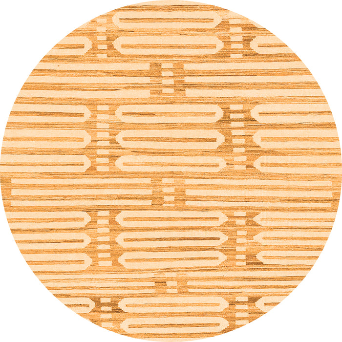 Round Machine Washable Solid Orange Modern Area Rugs, wshabs1937org