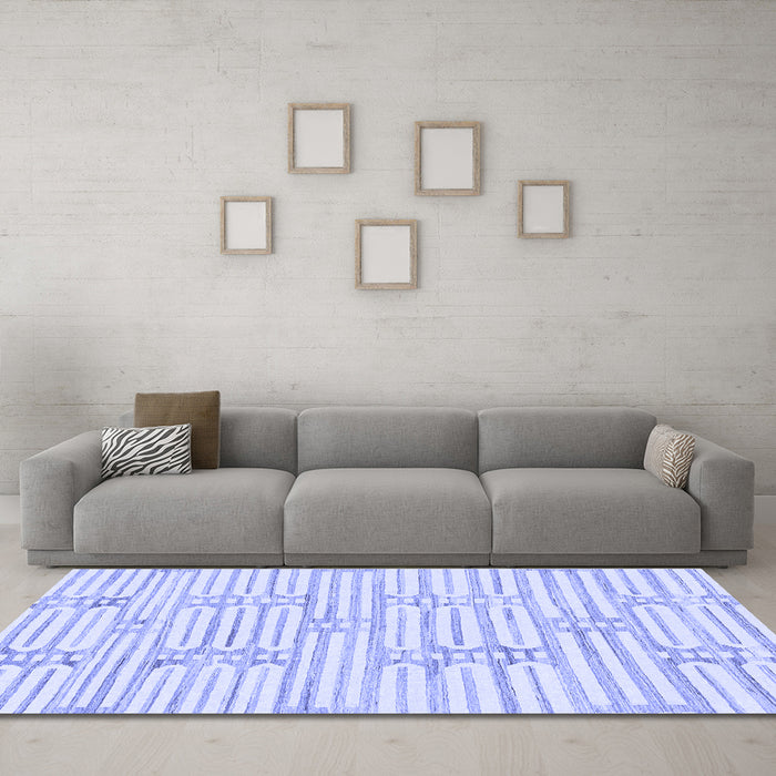 Machine Washable Solid Blue Modern Rug in a Living Room, wshabs1937blu