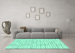Machine Washable Solid Turquoise Modern Area Rugs in a Living Room,, wshabs1937turq