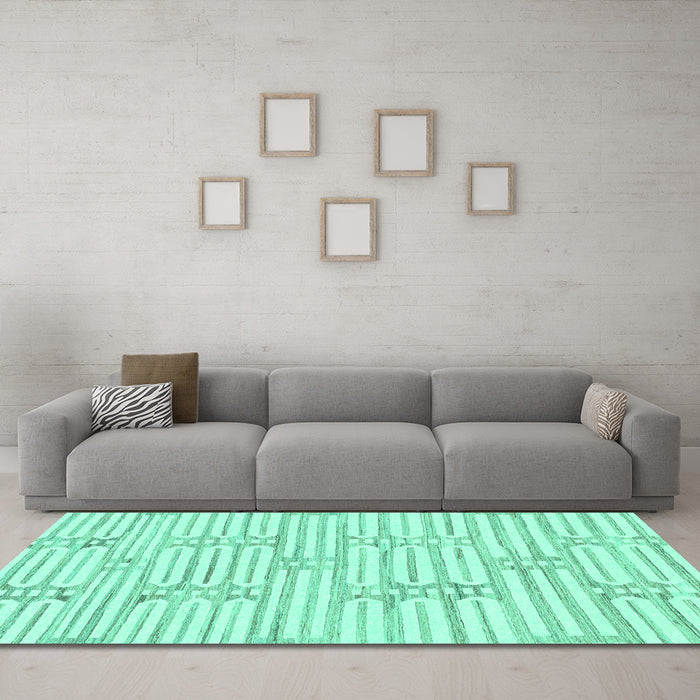 Machine Washable Solid Turquoise Modern Area Rugs in a Living Room,, wshabs1937turq