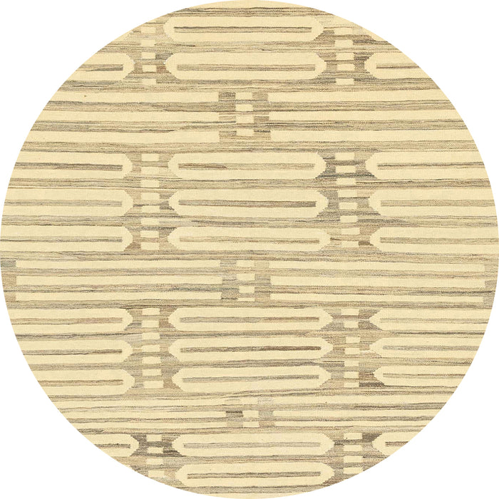 Round Abstract Sun Yellow Solid Rug, abs1937