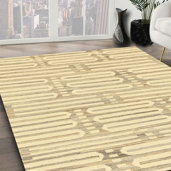 Abstract Sun Yellow Solid Rug in Family Room, abs1937