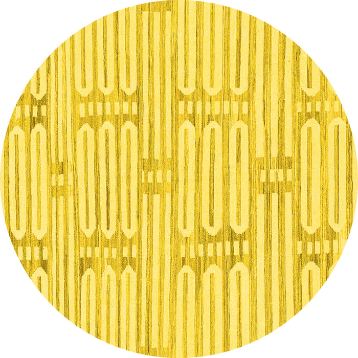 Round Machine Washable Solid Yellow Modern Rug, wshabs1937yw