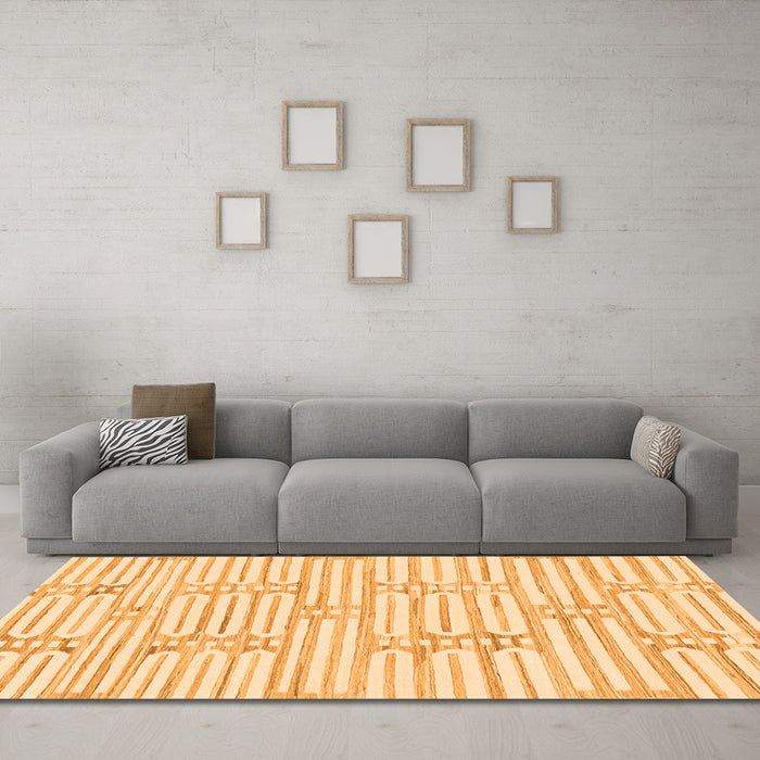 Machine Washable Solid Orange Modern Area Rugs in a Living Room, wshabs1937org
