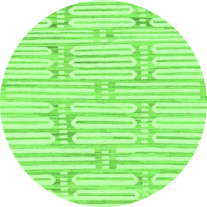 Round Machine Washable Solid Green Modern Area Rugs, wshabs1937grn