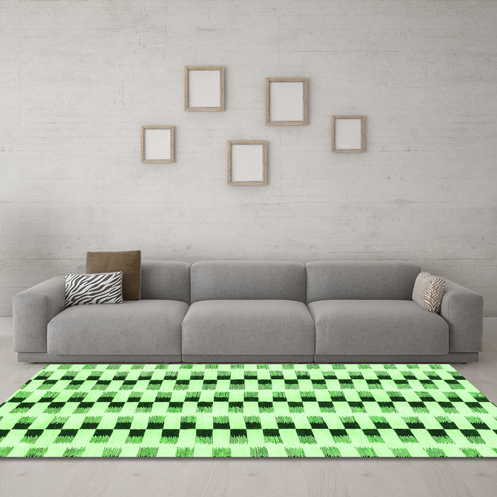 Machine Washable Solid Green Modern Area Rugs in a Living Room,, wshabs1938grn