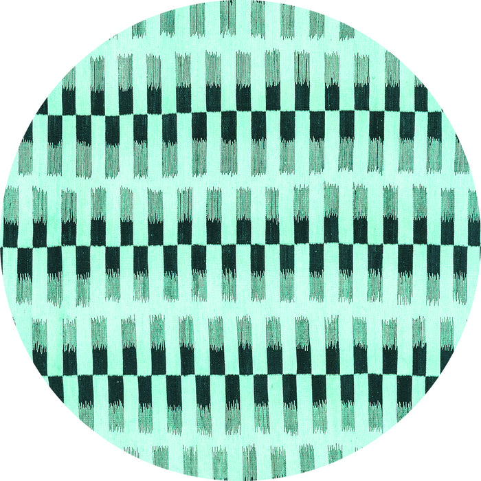 Round Machine Washable Solid Turquoise Modern Area Rugs, wshabs1938turq