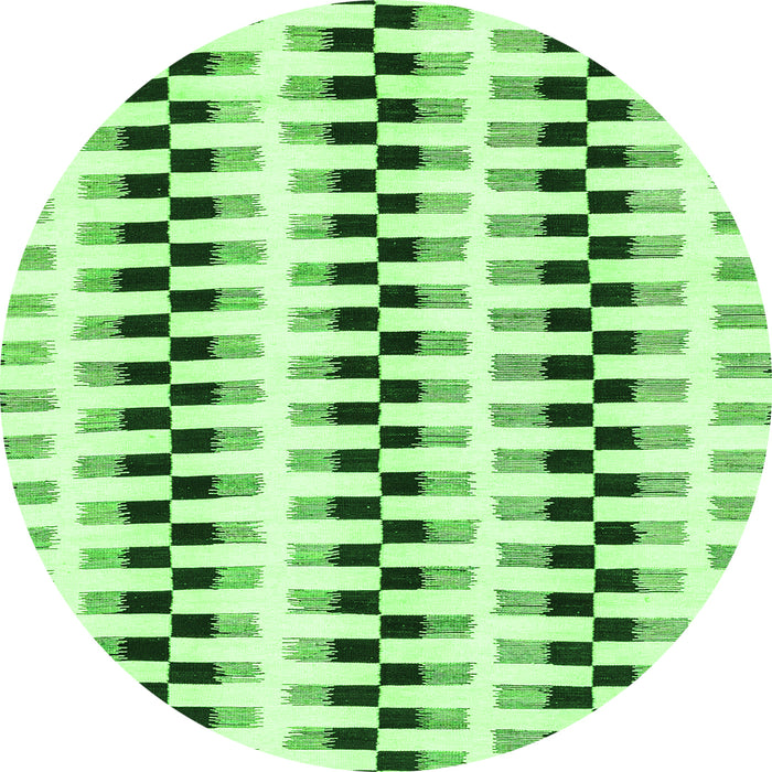 Round Machine Washable Solid Green Modern Area Rugs, wshabs1938grn