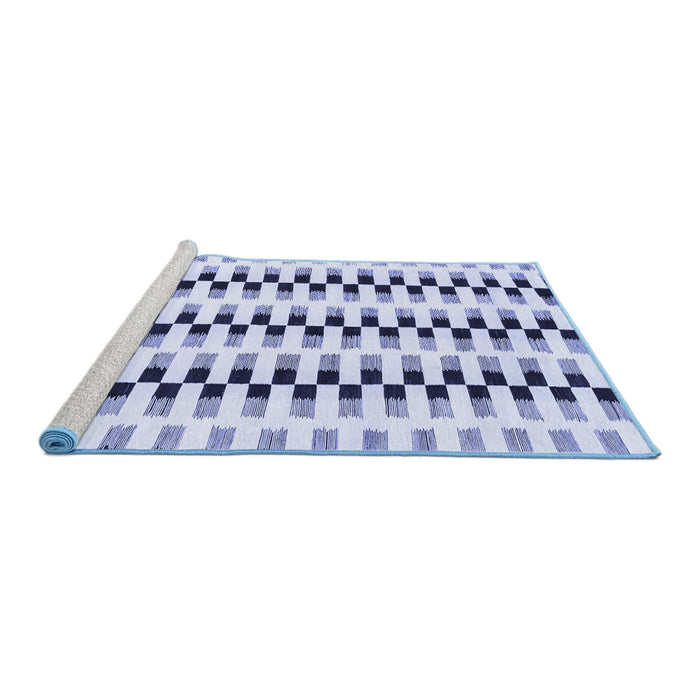 Sideview of Machine Washable Solid Blue Modern Rug, wshabs1938blu