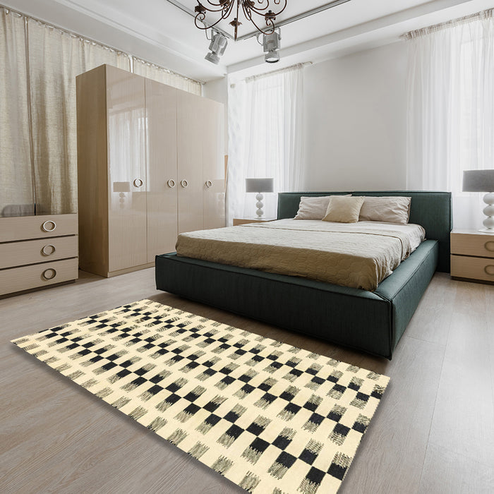 Abstract Dark Green Solid Rug in a Bedroom, abs1938