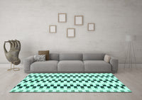 Machine Washable Solid Turquoise Modern Rug, wshabs1938turq