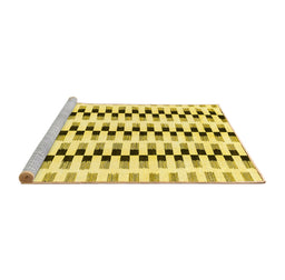 Sideview of Machine Washable Solid Yellow Modern Rug, wshabs1938yw