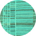 Round Abstract Turquoise Modern Rug, abs1939turq