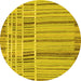 Round Abstract Yellow Modern Rug, abs1939yw