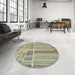 Round Machine Washable Abstract Brown Rug in a Office, wshabs1939