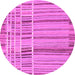 Round Machine Washable Abstract Pink Modern Rug, wshabs1939pnk