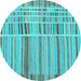 Round Abstract Light Blue Modern Rug, abs1939lblu