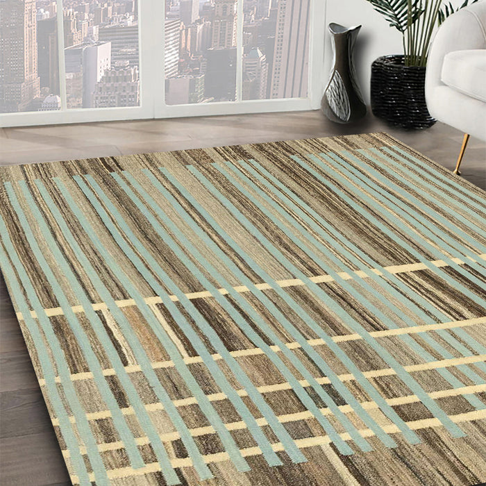 Abstract Brown Modern Rug in Family Room, abs1939