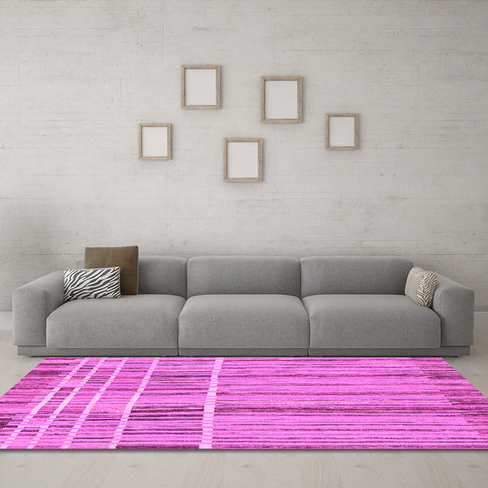 Machine Washable Abstract Pink Modern Rug in a Living Room, wshabs1939pnk