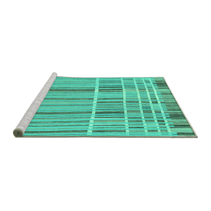 Sideview of Machine Washable Abstract Turquoise Modern Area Rugs, wshabs1939turq