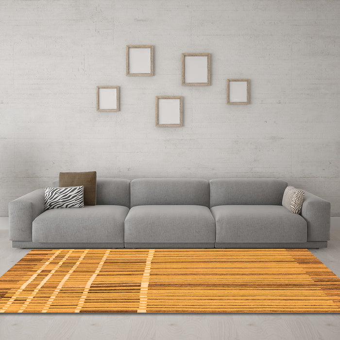 Machine Washable Abstract Orange Modern Area Rugs in a Living Room, wshabs1939org