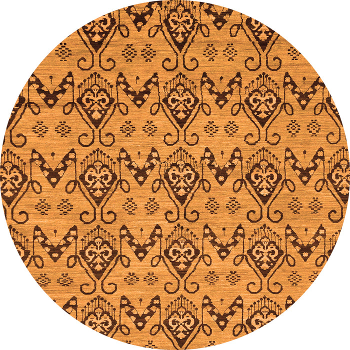 Round Machine Washable Abstract Orange Modern Area Rugs, wshabs193org